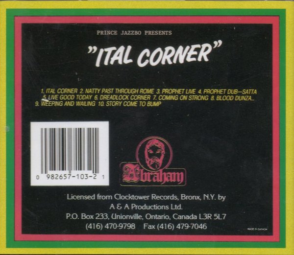 Prince Jazzbo Presents "Ital Corner" - CTCD103